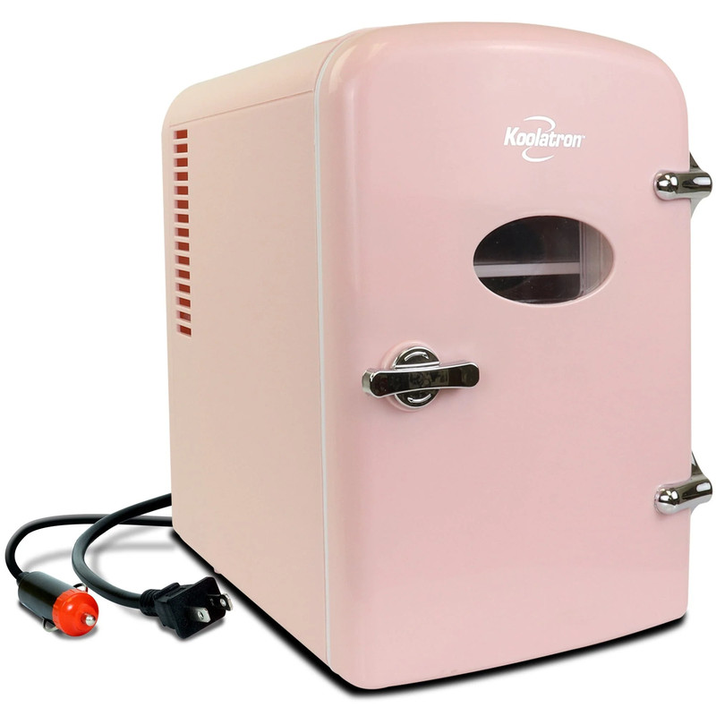 Retro Portable Mini Fridge 4L Pink 110V AC / 12V DC